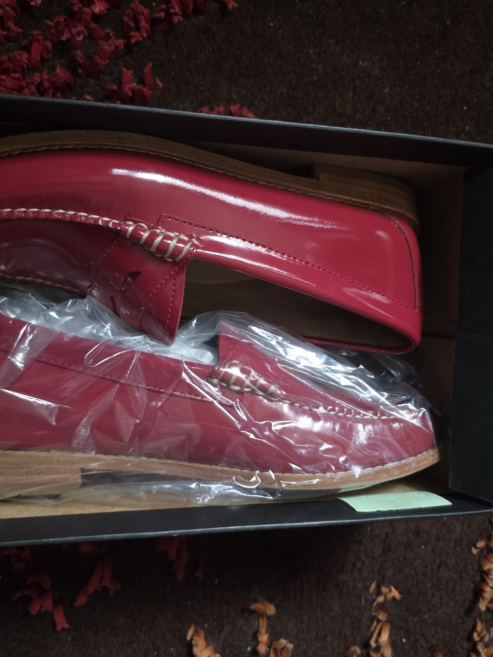 G.H. Bass & Co. Patent Red Leather Penny Loafers